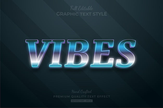 Vibes 80's retro gradient text effect editable premium font style