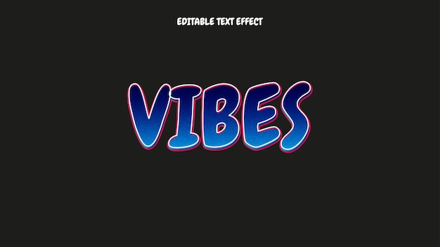 Vibes editable 3d text effect vector