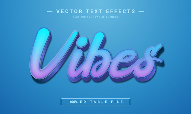 Vettore design dell'effetto di testo modificabile di vibes