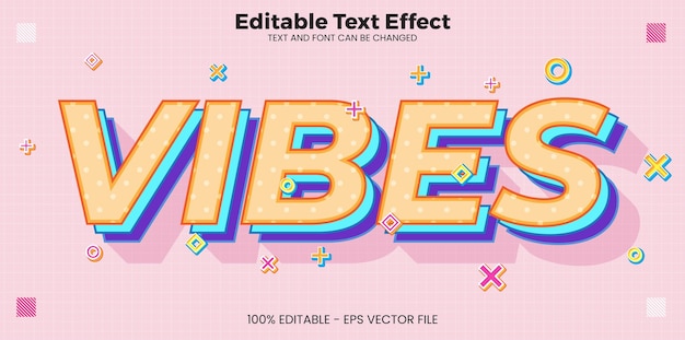 벡터 최신 트렌드 스타일의 vibes 편집 가능한 텍스트 효과