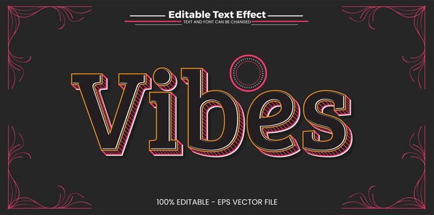 최신 트렌드 스타일의 Vibes 편집 가능한 텍스트 효과