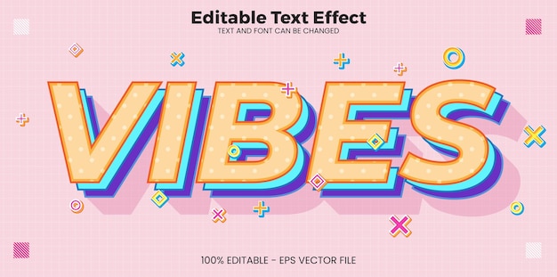 현대 트렌드 스타일의 편집 가능한 텍스트 효과 Vibes