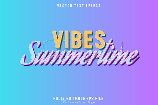 Vector vibes summertime editable vector text effect