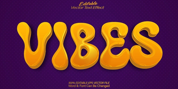 Vibes Vector Text Effect Editable Alphabet Good Yellow Purple