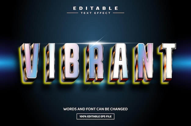 Vibrant 3D bewerkbare tekst-effect sjabloon