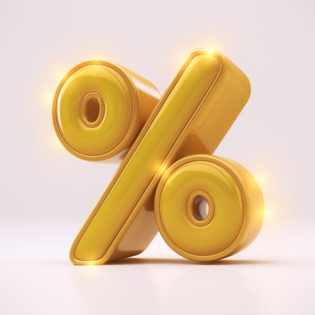 A vibrant 3D render illustration of the percentage symbol