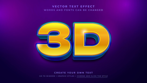 보라색 그라디언트 배경 터 그래픽 스타일에 활기찬 3D 텍스트 효과