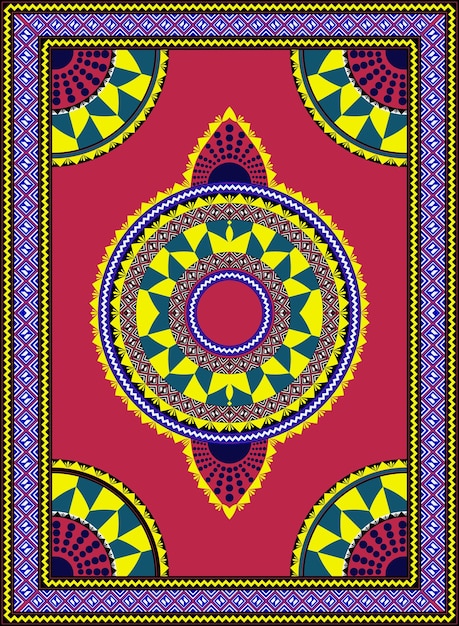 Vector vibrant abstract geometric pattern design for african dashiki shirts.