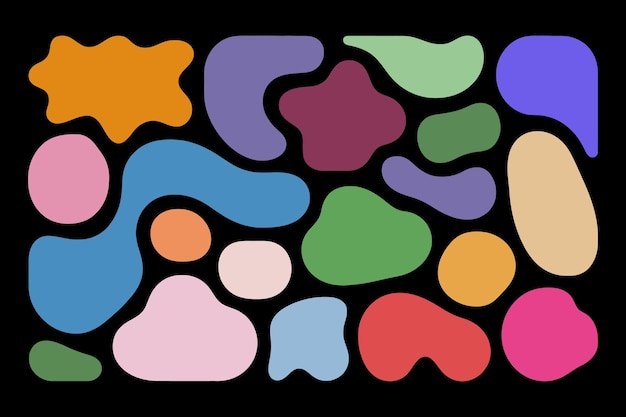Vibrant Abstract Shapes Pattern on Black Background