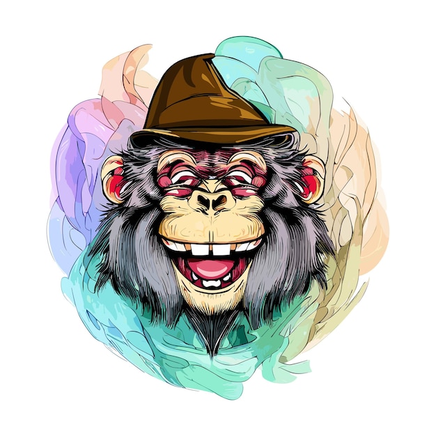 Vector vibrant ape's western festivity