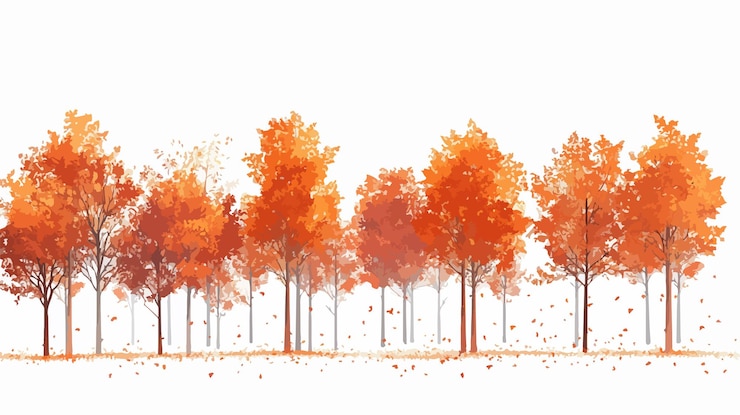 Vector vibrant autumn tree forest foliage on white background nature concept