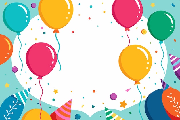 vibrant balloons amp confetti vertical invitation frame for birthday party cards