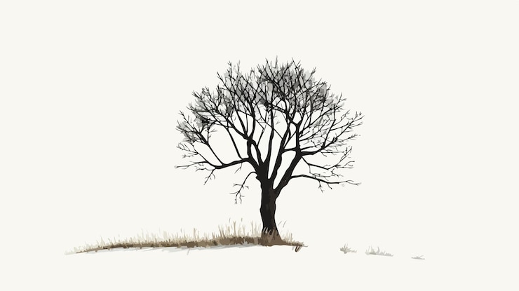 Vector vibrant bare tree colored vector illustration for design projects
