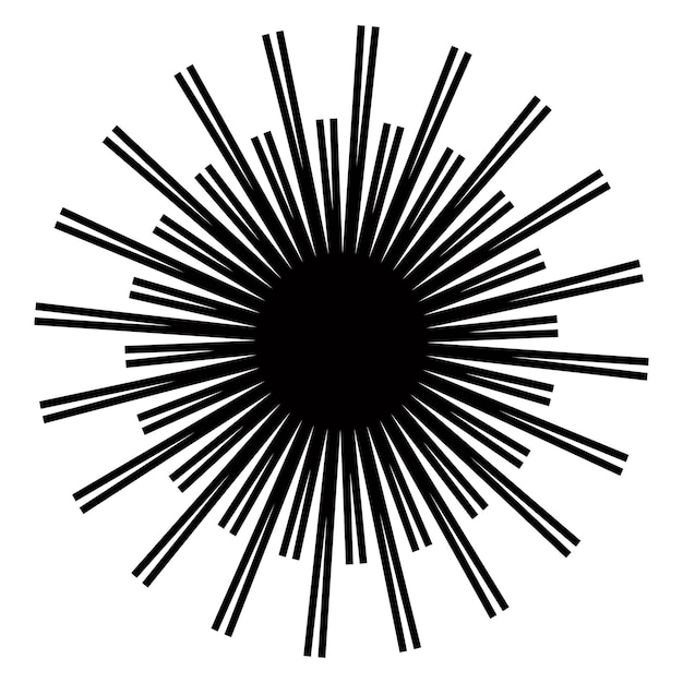 Vibrant black and white vector radial lines starburst comic book element