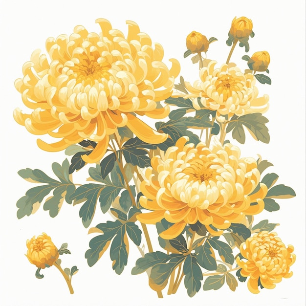 Vettore vibranti disegni di fiori di marigold cinese