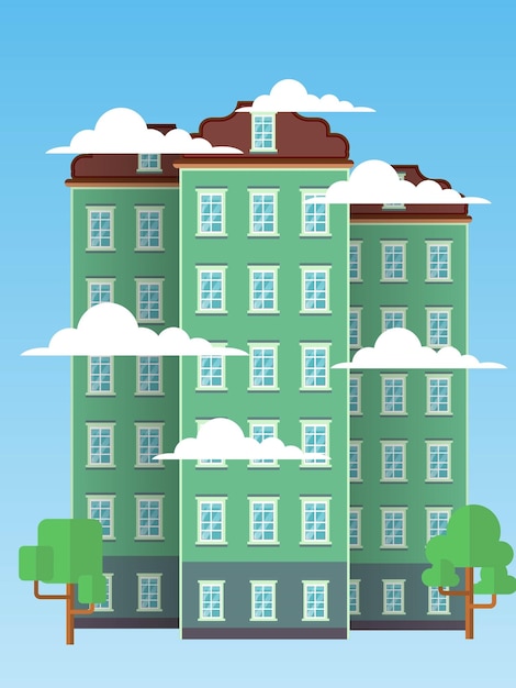 A vibrant collection of flat colorful buildings