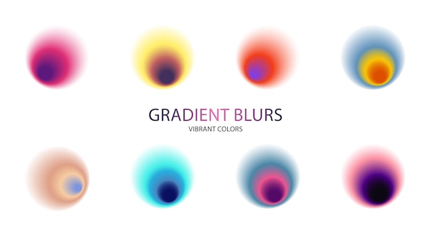 Vector vibrant colorful abstract gradient blurs design elements