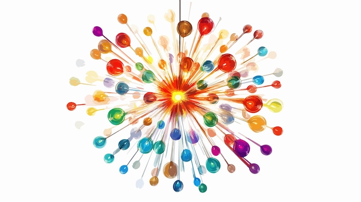 Vector vibrant colorful firework chandeleir display illustration