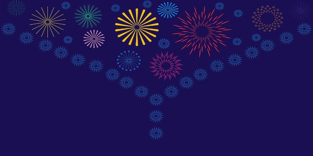 vibrant colorful fireworks border on dark blue background for festive celebrations and holiday event