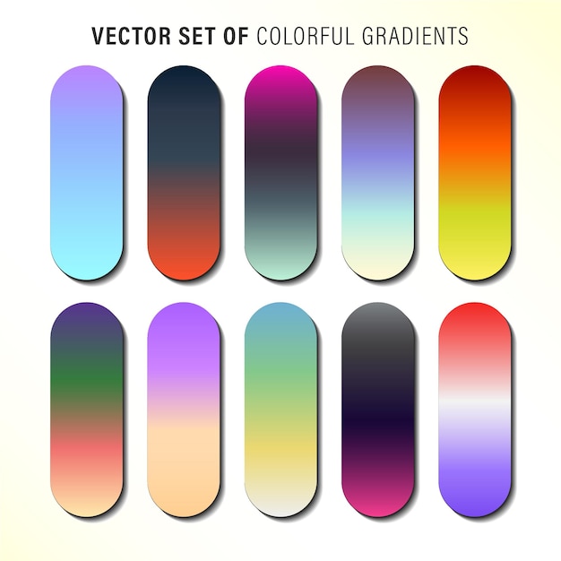 Vibrant colorful gradients pallete. An example of a bright color swatches.