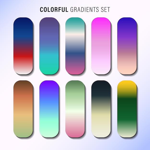 Vibrant colorful gradients pallete. An example of a bright color swatches.