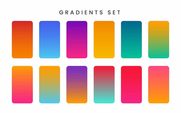 Vector vibrant colorful gradients swatches set free vector