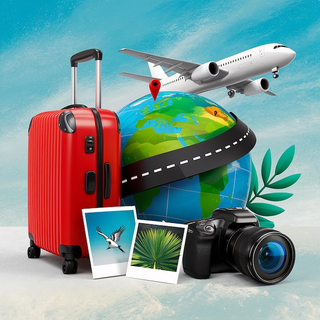 Vector a vibrant and colorful representation of travel and photography