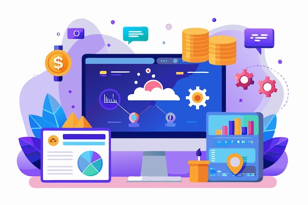 a vibrant digital interface showcasing blockchain development tools with graphs and interactive elements blockchain development tools landing page horizontal template