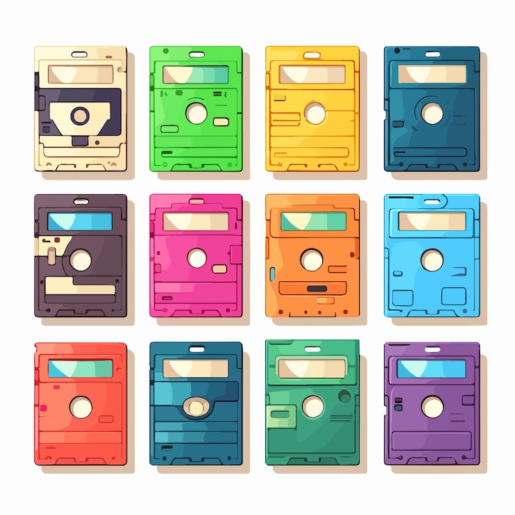Vector vibrant floppy disk illustration