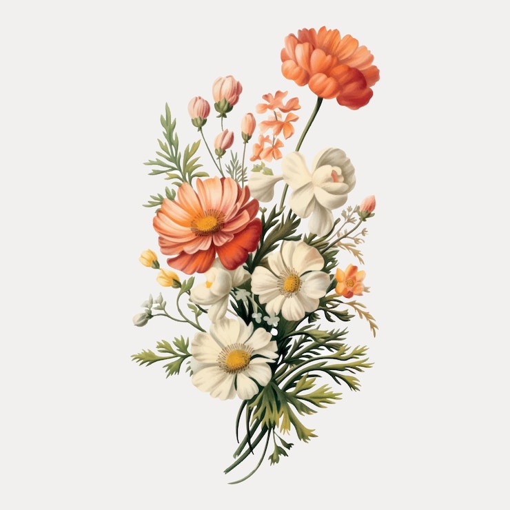 Vector vibrant floral bouquet illustration