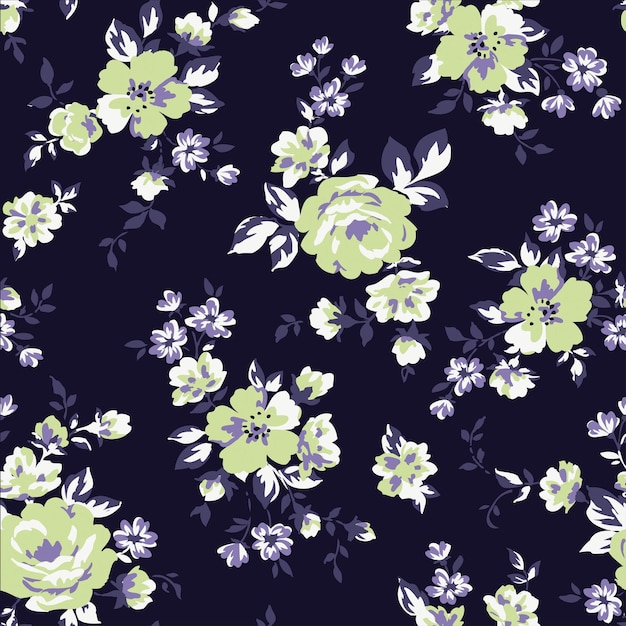 VIBRANT FLORAL SEAMLESS PATTERN IN EDITABLE VECTOR FILE