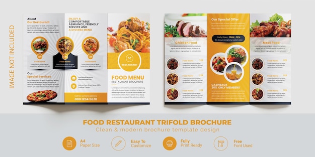 Vibrant Food Restaurant Trifold Brochure Template voor Menu Display en Promoties