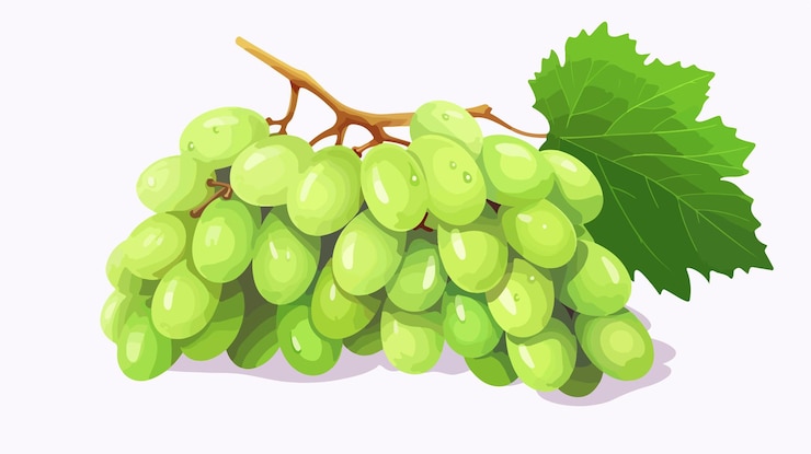 Vector vibrant fresh grapes on white background illustration