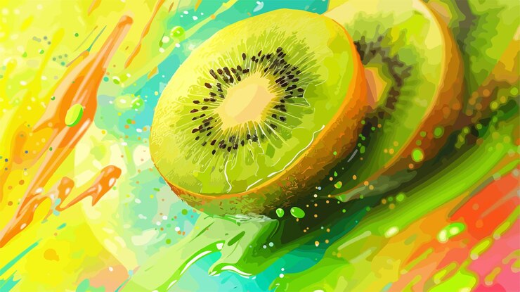 Vector vibrant fresh kiwi on colorful background vector illustration