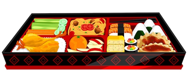 A Vibrant Fusion Bento Box with Healthy Food