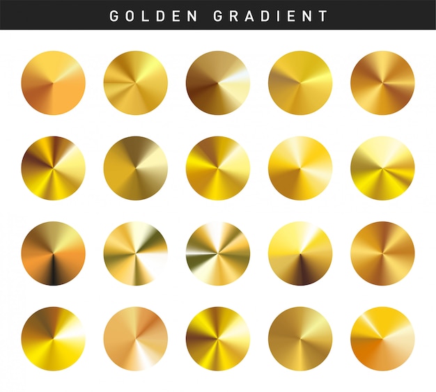 Vector vibrant golden gradients swatches set free