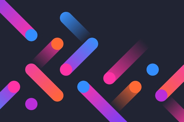 Vector vibrant gradient simple lines and dots on black background in a minimalist style