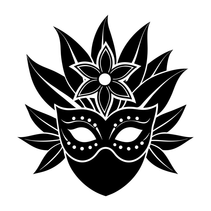 Vector 자연적 인 질감 을 결합 한 다채로운 장식 꽃 으로 장식 된 활기찬 풀 카니발 마스크