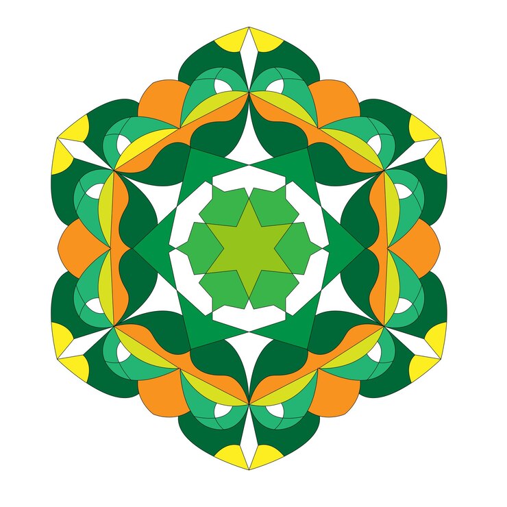 Vibrant Green Vector Design Elements Embroidery Seamless Datura Hand Drawing