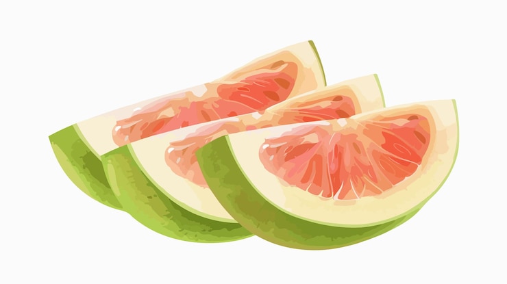 Vector vibrant guava slices emoji vector illustration for creative projects