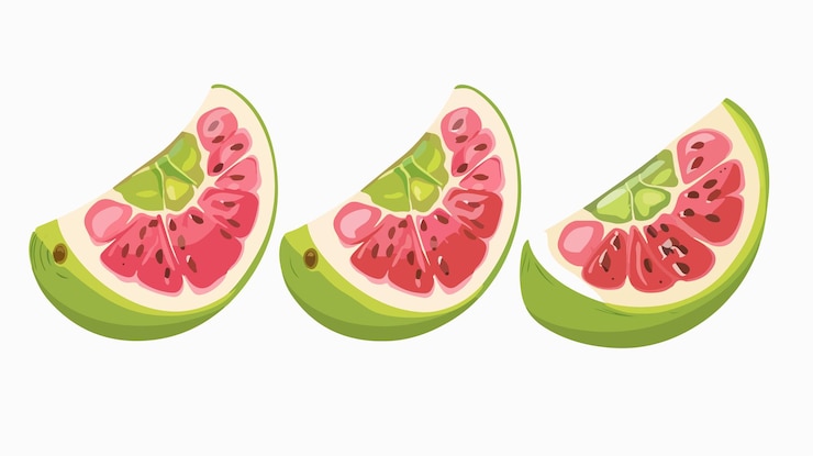 Vector vibrant guava slices fruit emoji vector illustration