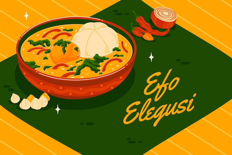 Vector vibrant illustration of a classic nigerian stew