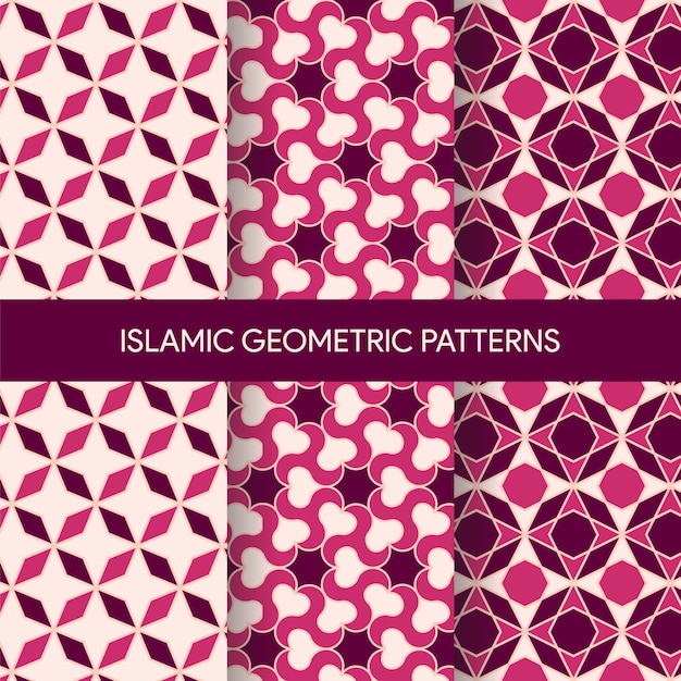Vibrant islamic seamless patterns textures collection
