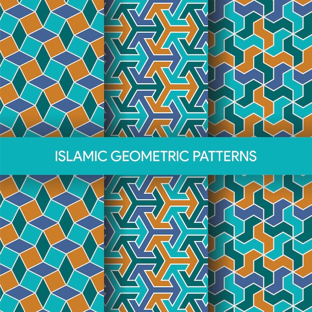 Vibrant islamic seamless patterns textures collection