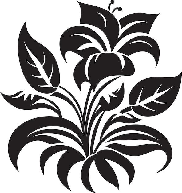 Vibrant island petals vector black icon black vector tropical harmony icon