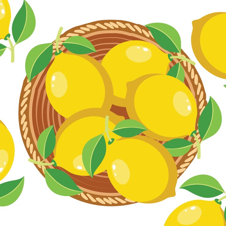 Vector vibrant lemons nestled in a rustic basket bursting with citrus goodness