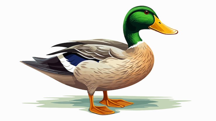 Vector vibrant mallard duck cartoon illustration vector