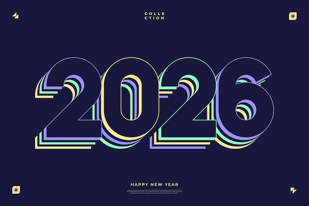 活発で現代的なデザインで2026年を活発なカラーコンビネーションで紹介しています
