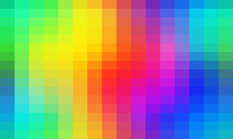 Vector vibrant mosaic pixelated blurred rainbow colours background