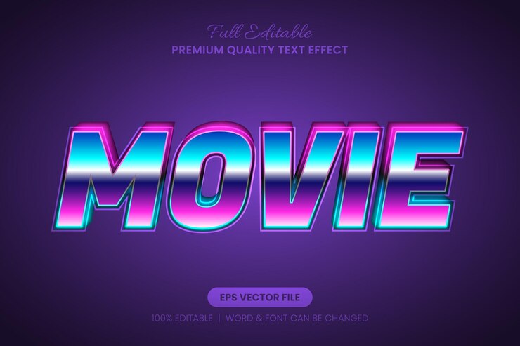 Vibrant Neon Gradient Movie editable text effect Font Graphic Style